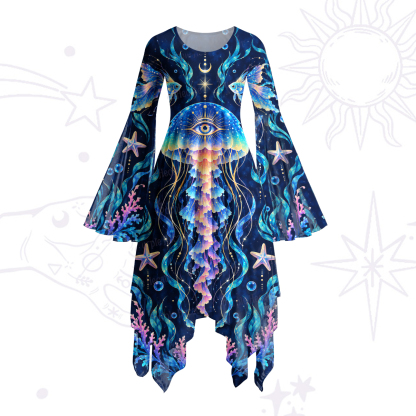 Purplehecate Celestial Jellyfish Bell Sleeve Dress