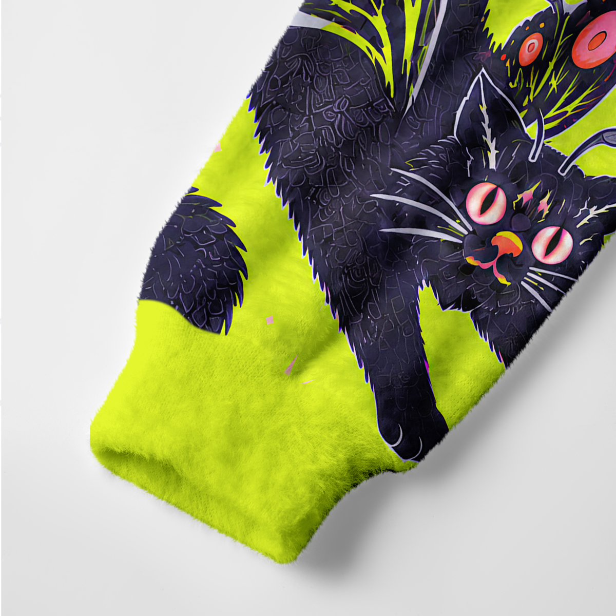 Purplehecate Whimsical Meowin' Winged Black Cat Ugly Cardigan Sweaters