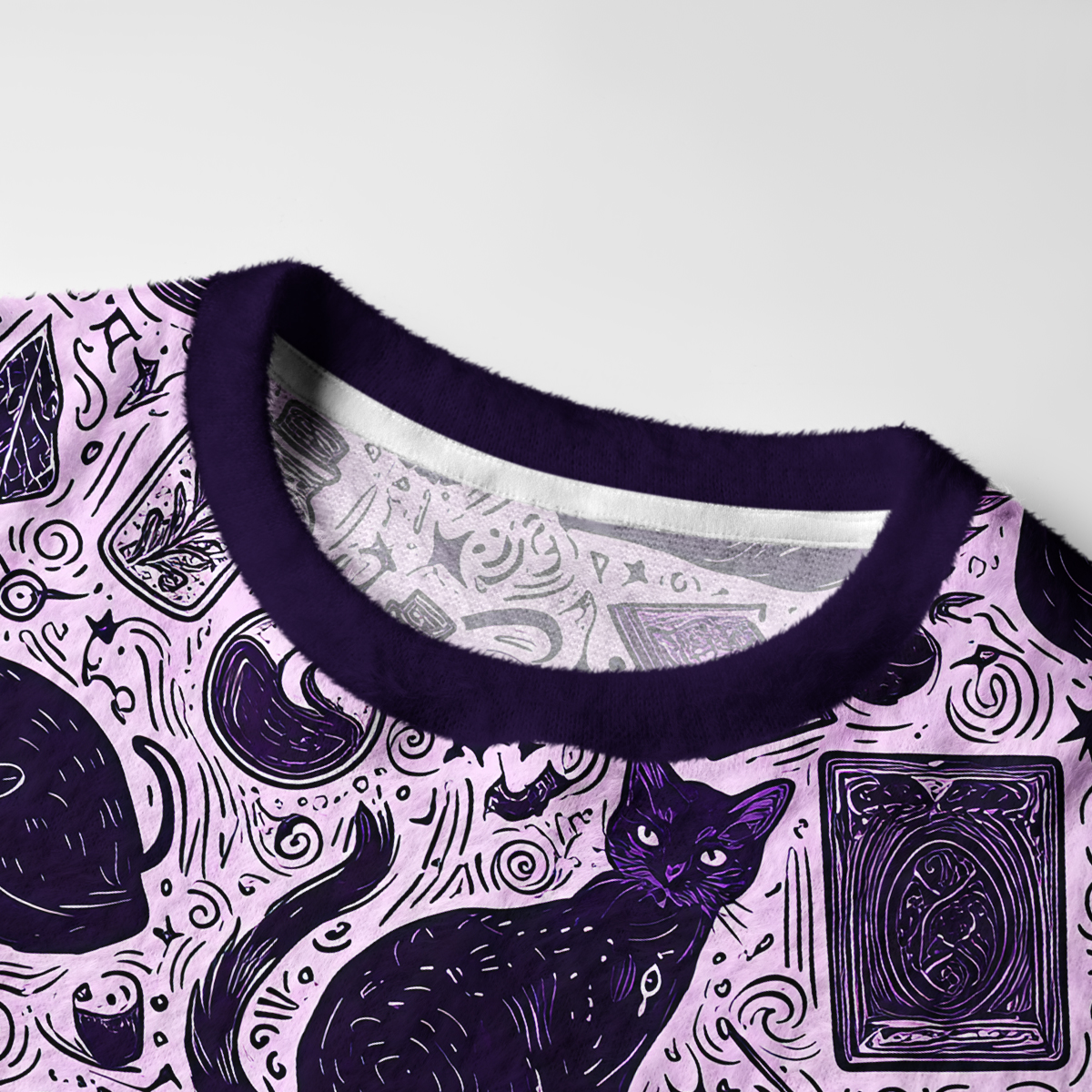 Purplehecate Midnight Black Cat Witch Potion Fuzzy Ugly Sweatshirt