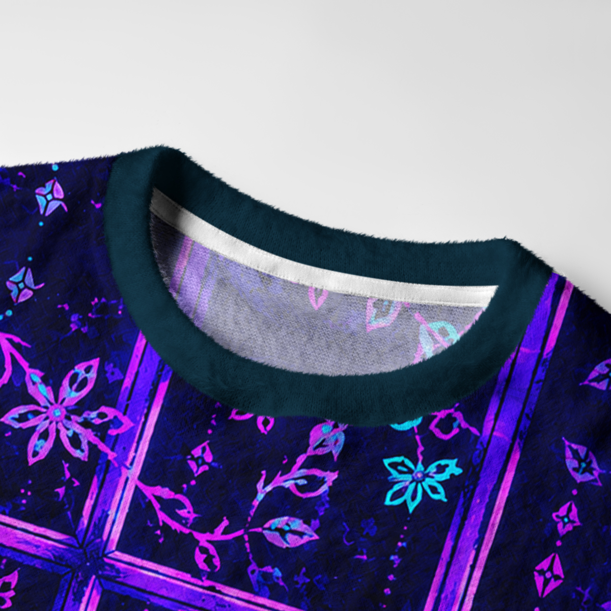 Purplehecate The Enchanted Black Cat by the Glowing Window Fuzzy Ugly Sweatshirt