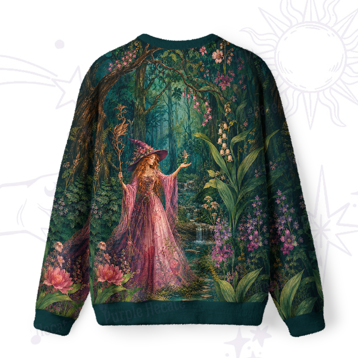 Purplehecate Magical Forest Fairy Witch Fuzzy Ugly Sweatshirt