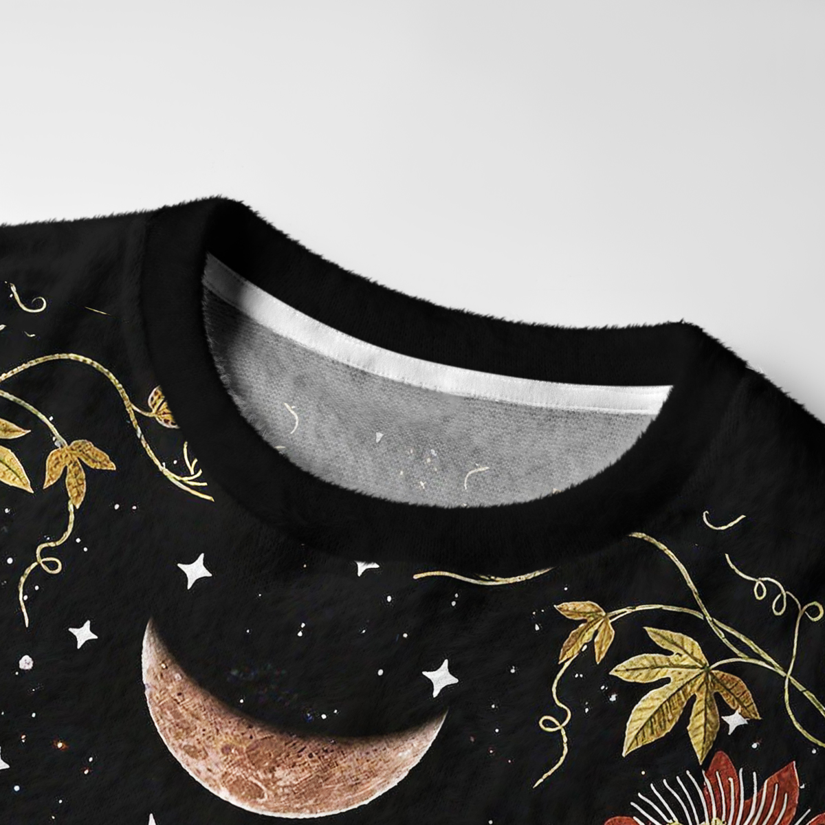 Purplehecate Moon Phase Floral Fuzzy Ugly Sweatshirt