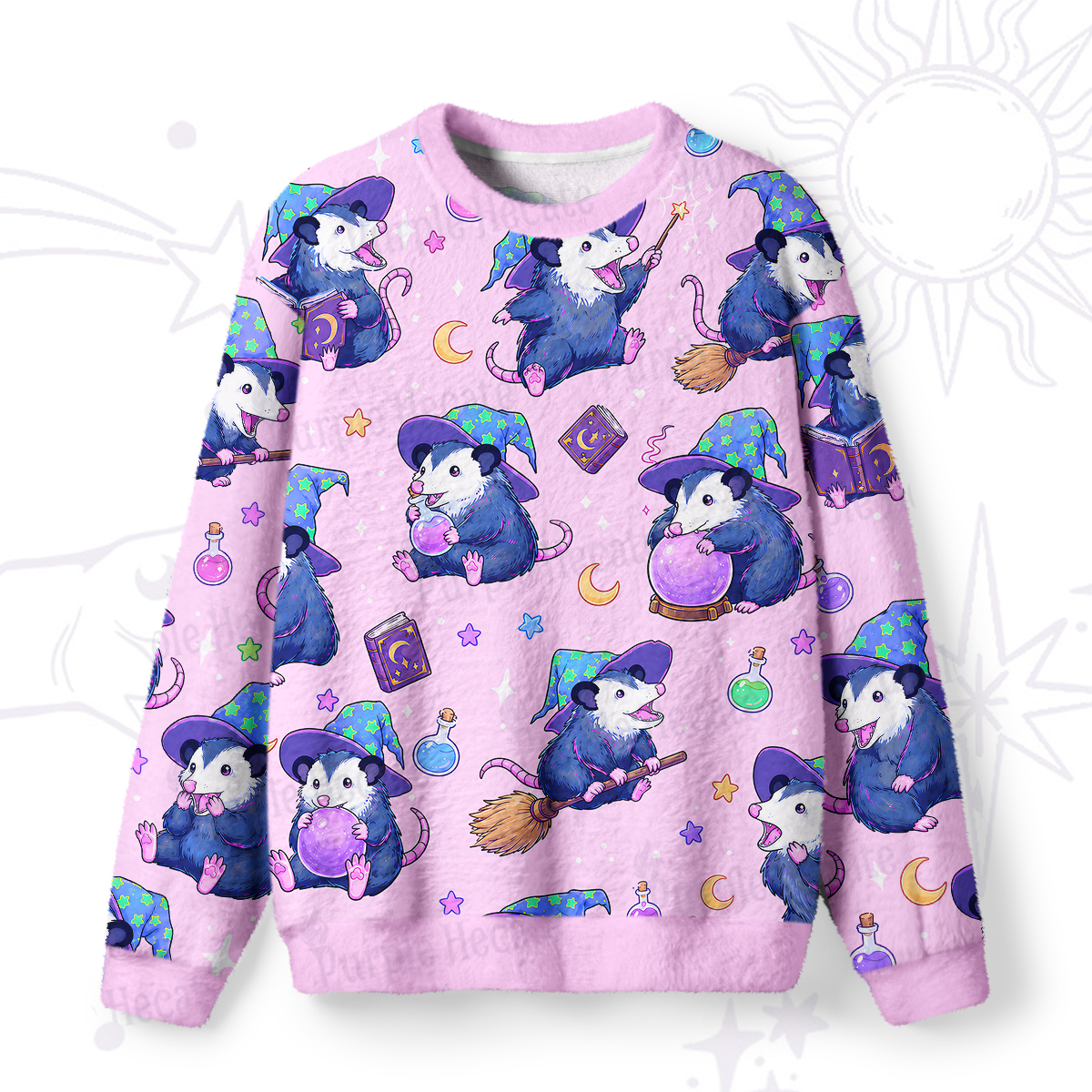 Purplehecate Wizard Opossum Fuzzy Ugly Sweatshirt