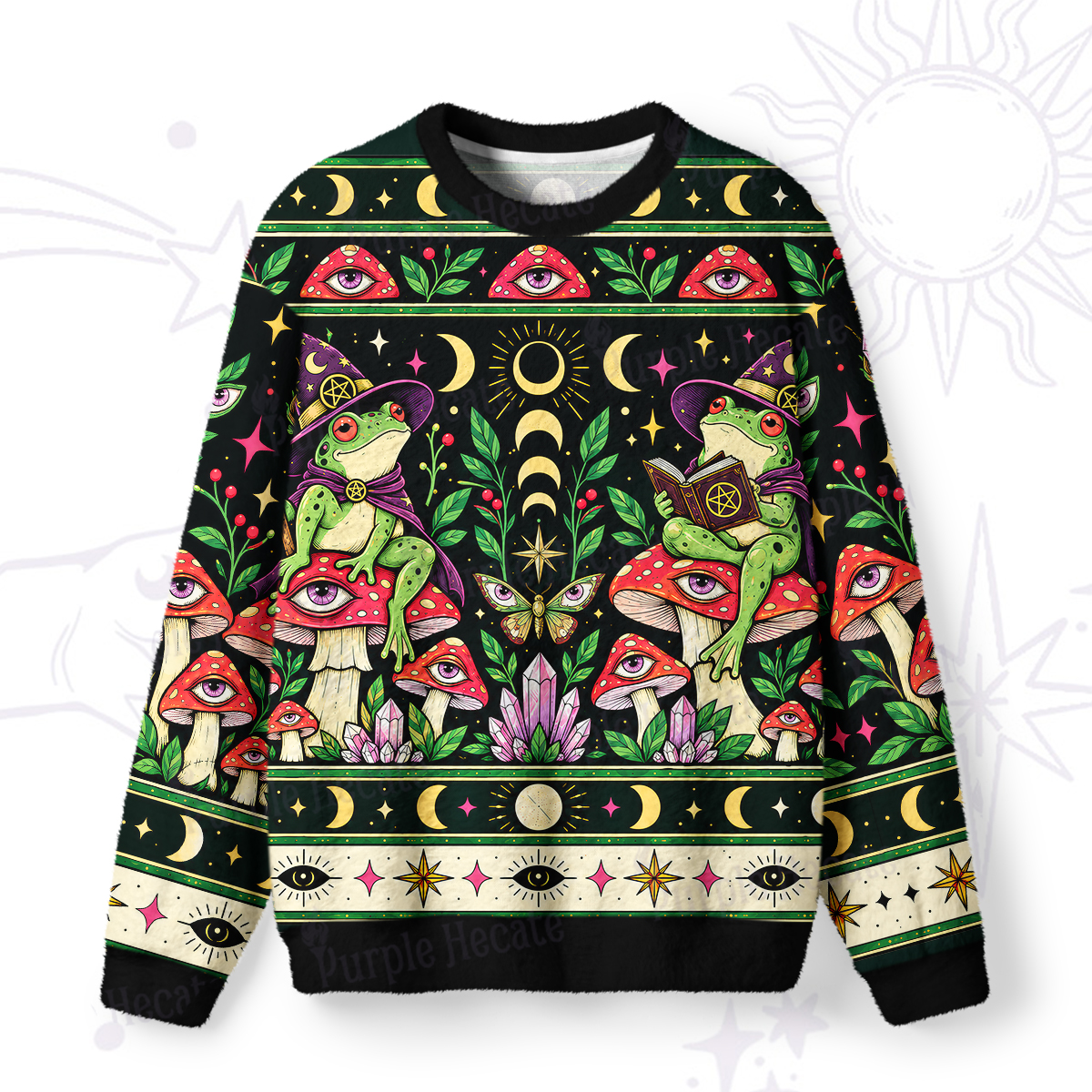 Purplehecate Toad Witch Forest Fuzzy Ugly Sweatshirt