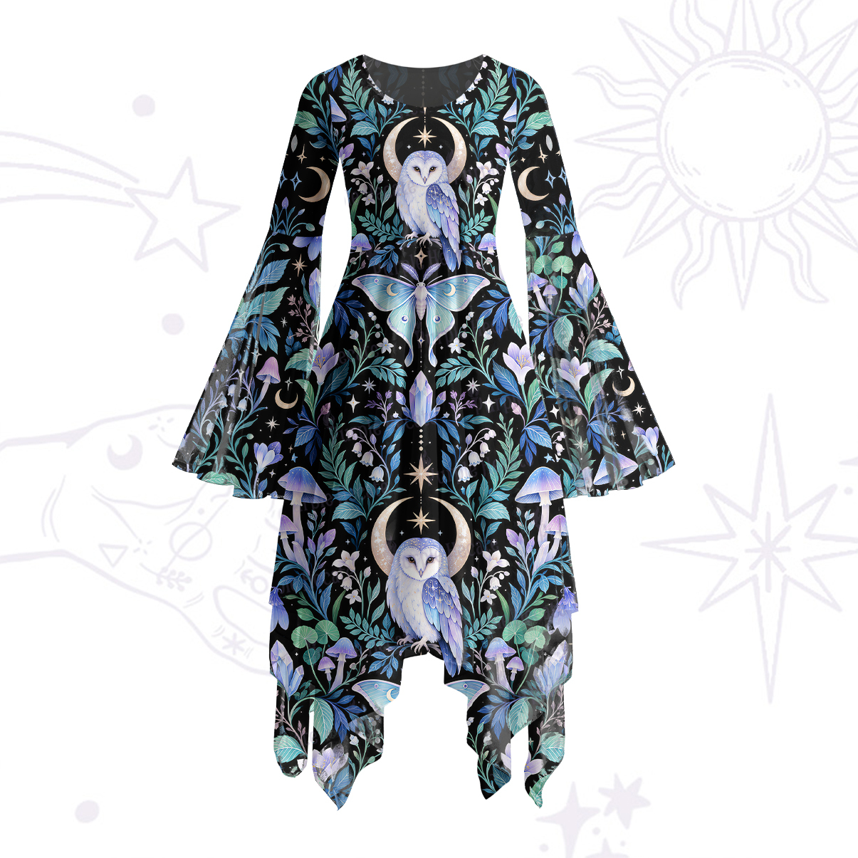 Purplehecate Dance of Luminous Bees Bell Sleeve Dress
