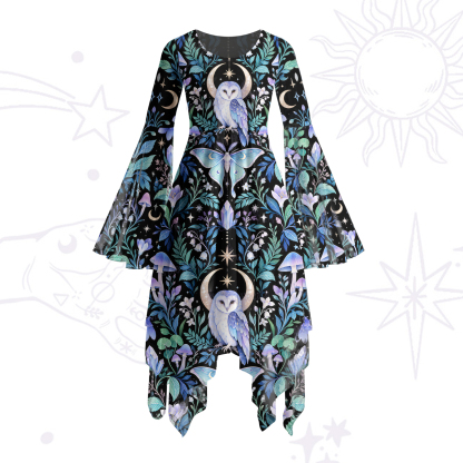 Purplehecate Night Owl Moonlit Dream Sleeve Dress
