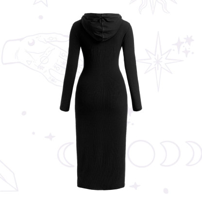 Purplehecate Celestial Moon Hooded Knit Dress