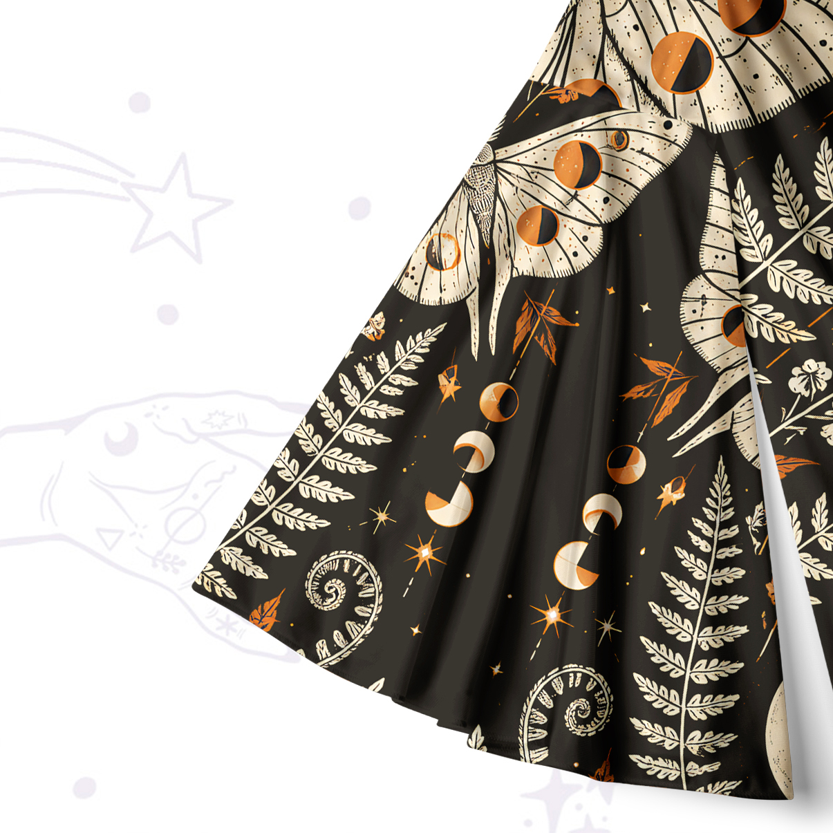 Purplehecate Sun Moon Moth Bell Sleeve Dress