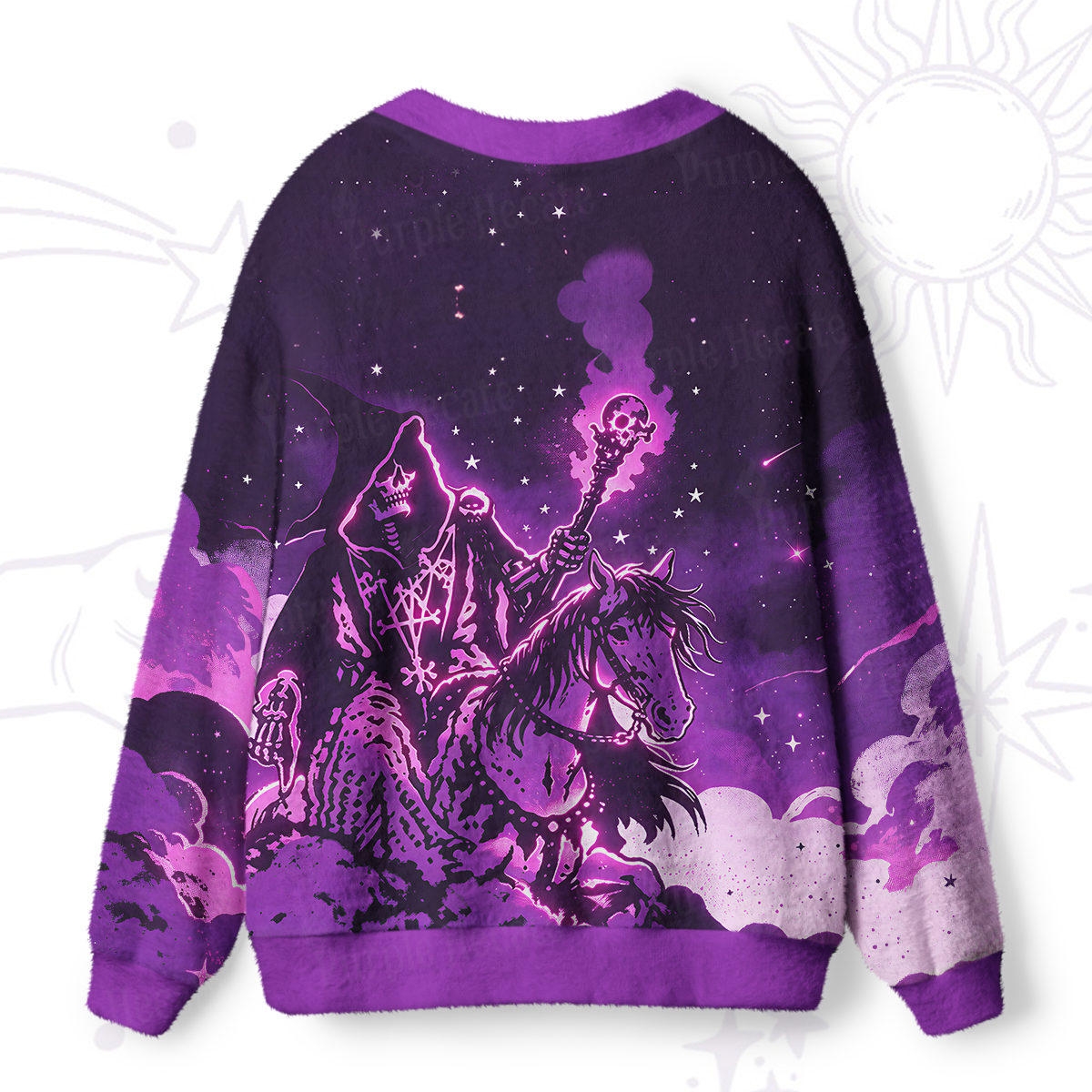 Purplehecate Gothic Death Rider Ugly Cardigan Sweaters