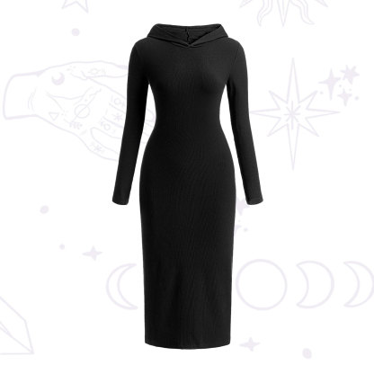 Purplehecate Hooded Knit Dress