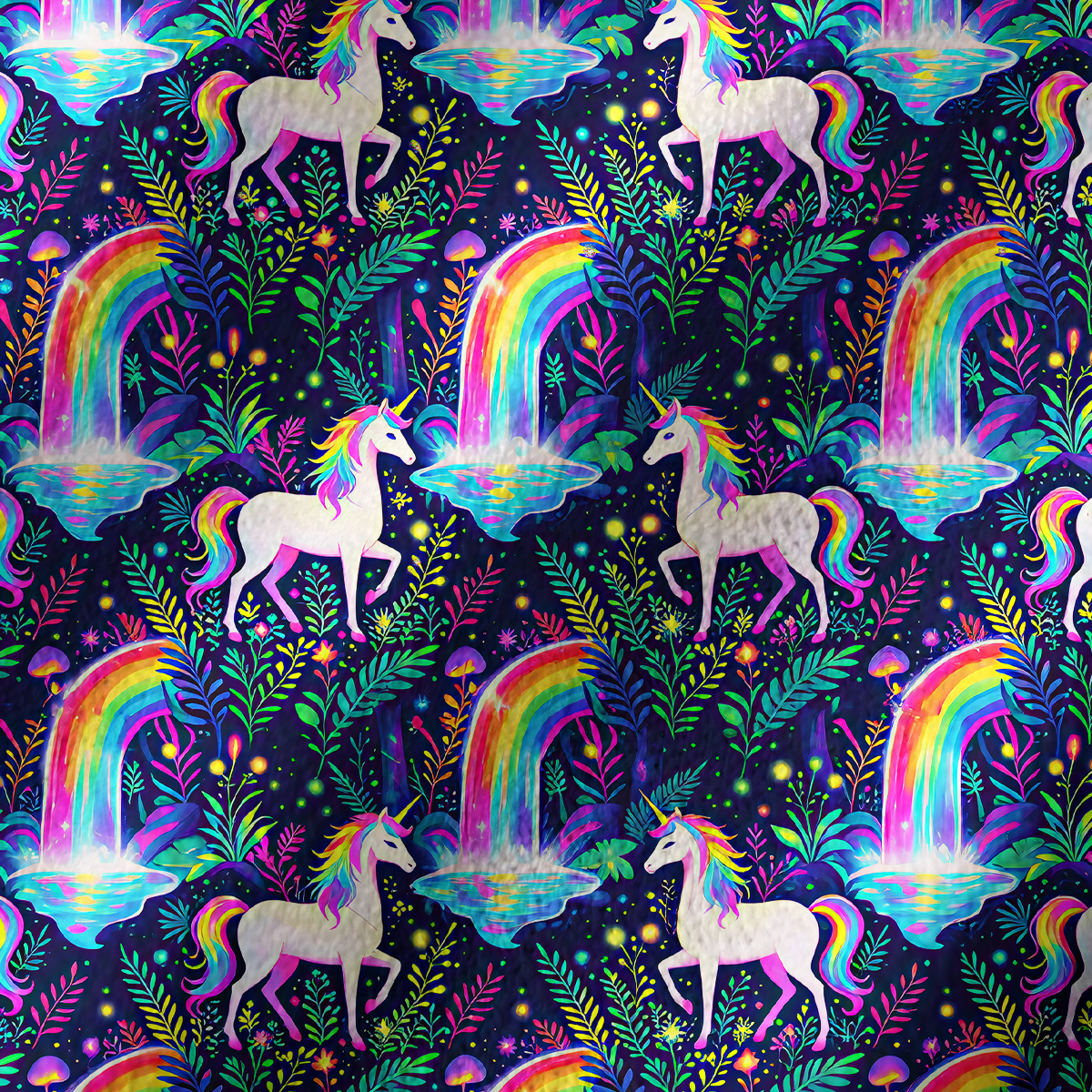 Purplehecate Rainbow Forest Unicorn Magic Off Shoulder Long Sleeve Knit Top