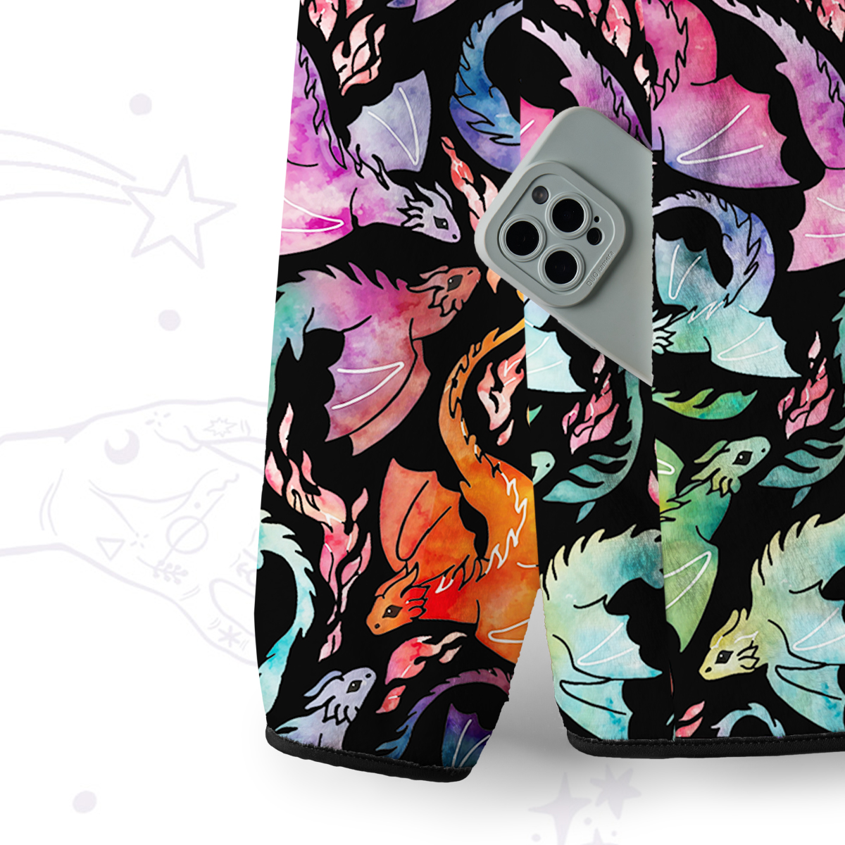 Purplehecate Rainbow Dragon Fire Full Zip Fleece Jacket