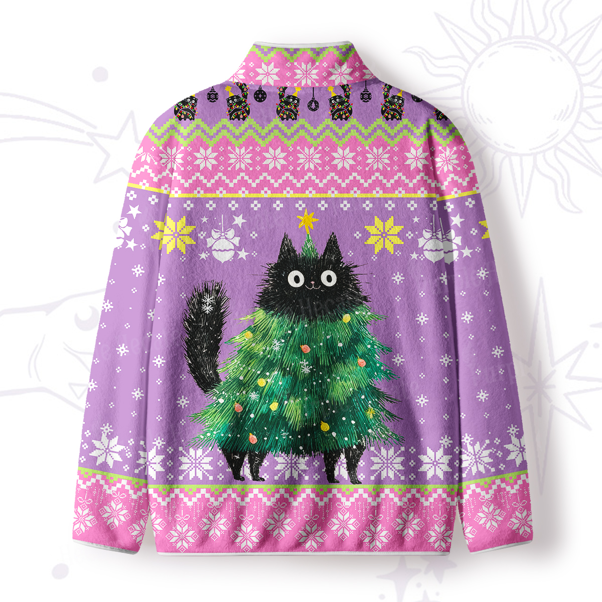 Purplehecate Funny Black Cat in Tree Full Zip Fleece Jacket