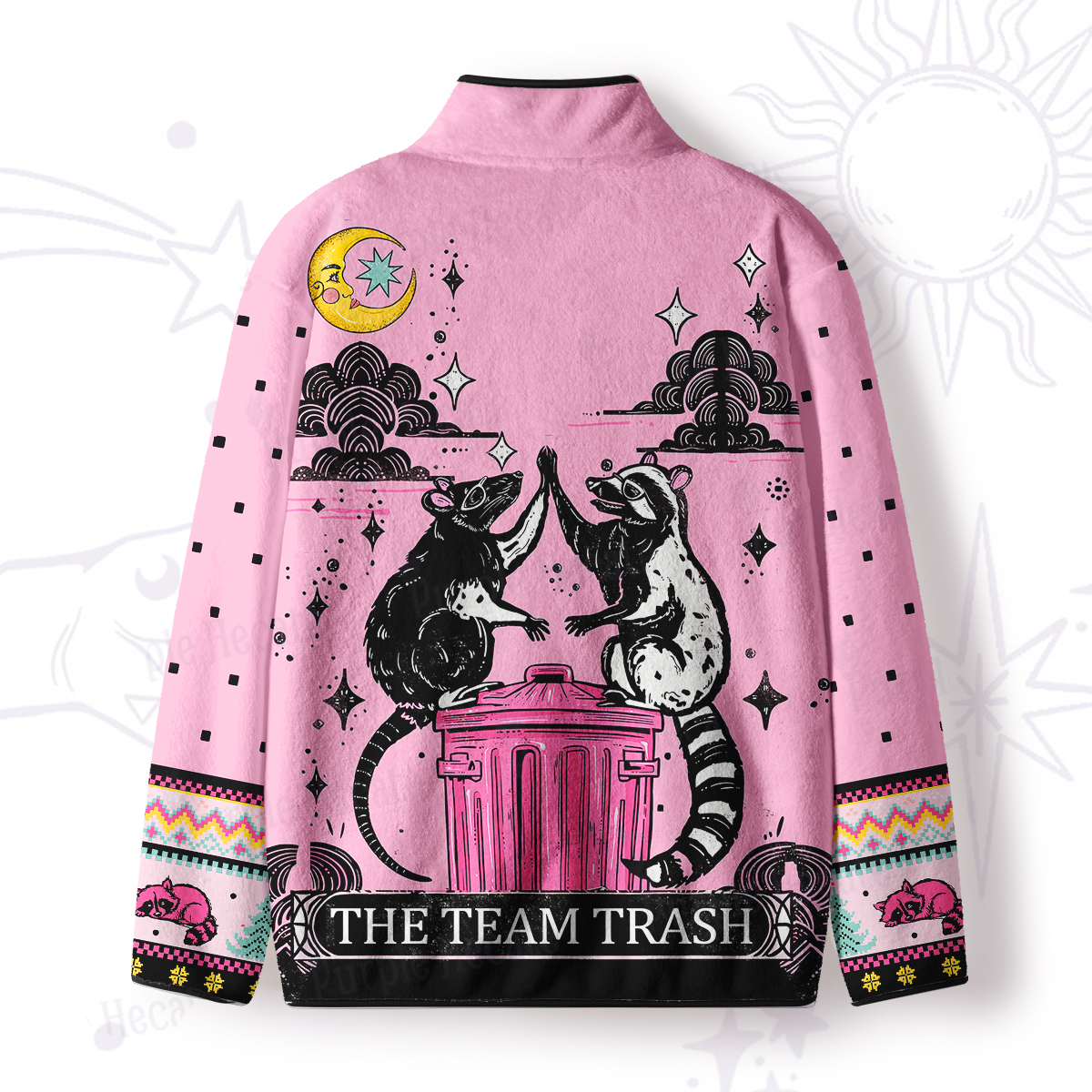 Purplehecate The Team Trash Opossum Tarot Full Zip Fleece Jacket