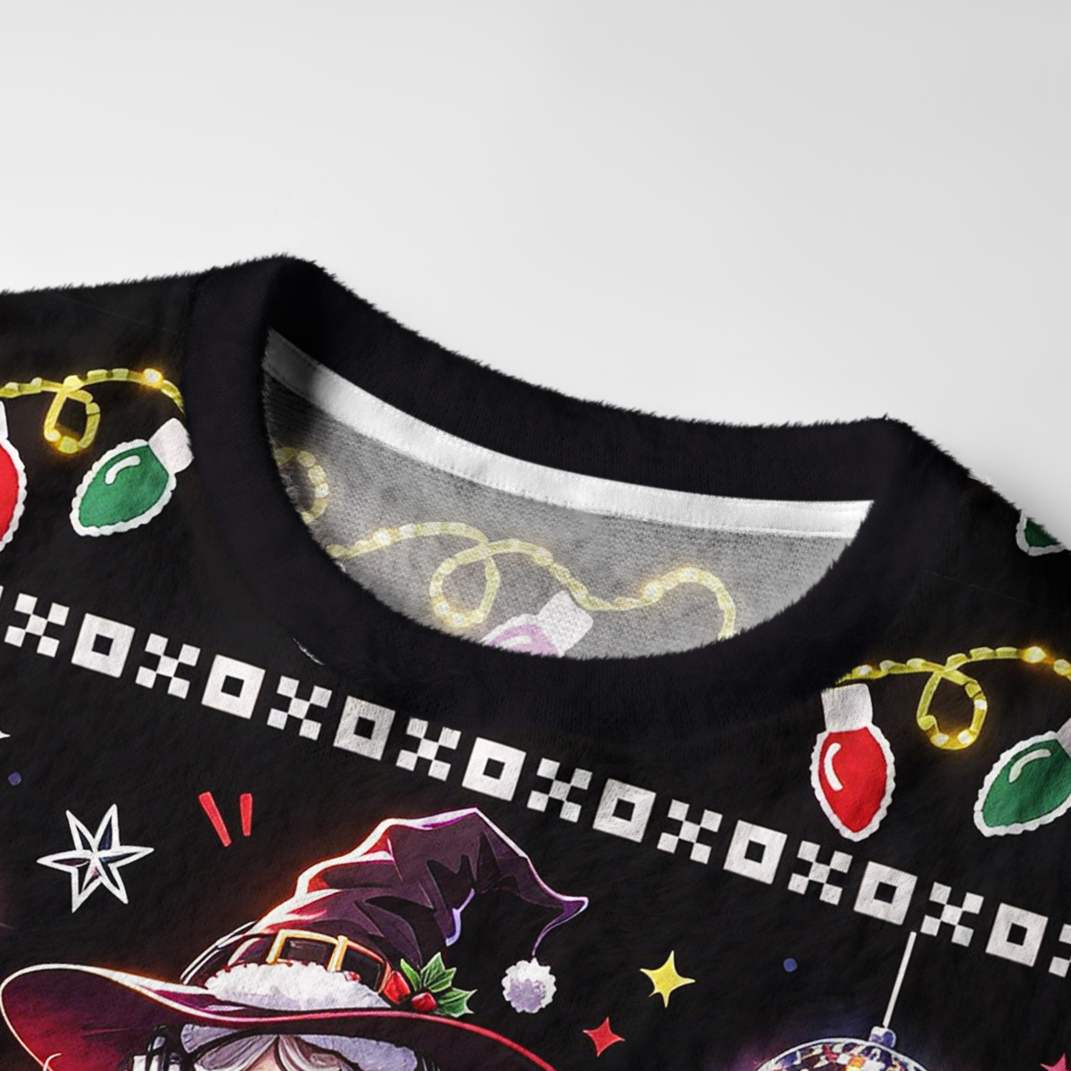 Purplehecate Funny Witch DJ In Club Christmas Fuzzy Ugly Sweatshirt