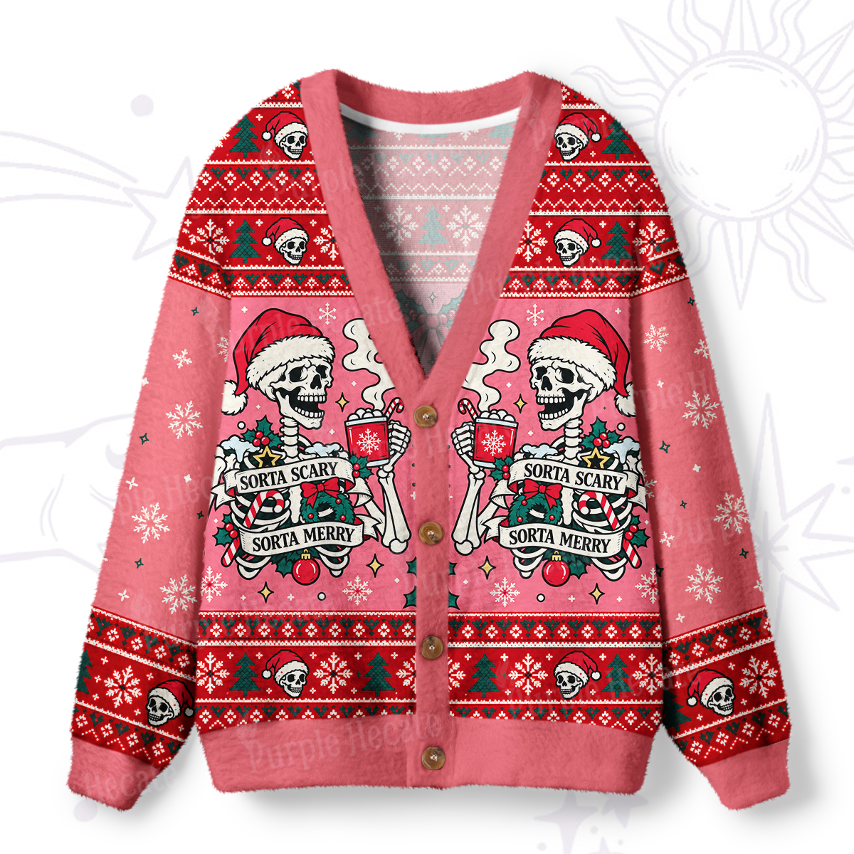 Purplehecate Sorta Merry Sorta Scary Christmas Ugly Cardigan Sweaters