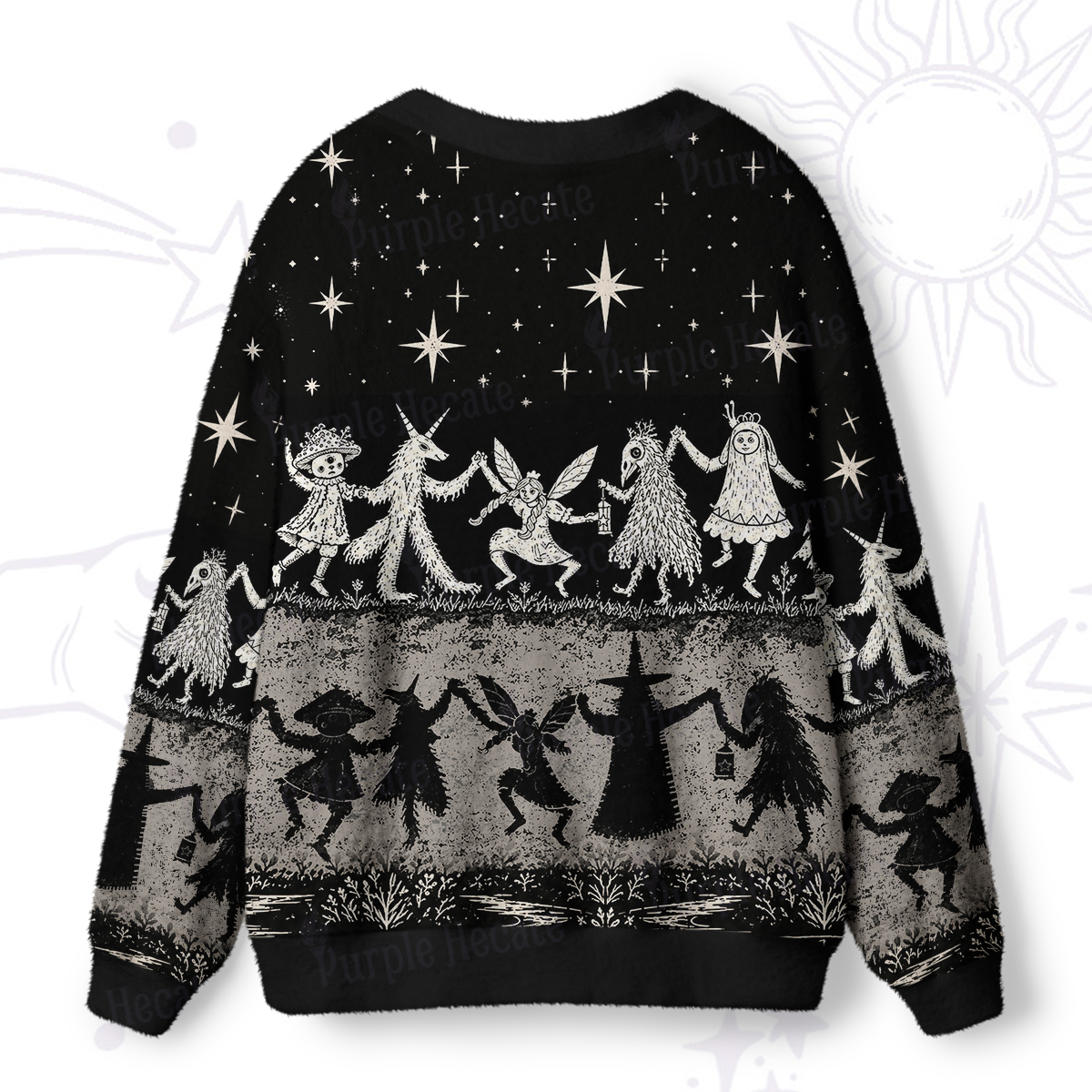 Purplehecate Where the Wild Fae Dance Ugly Cardigan Sweaters