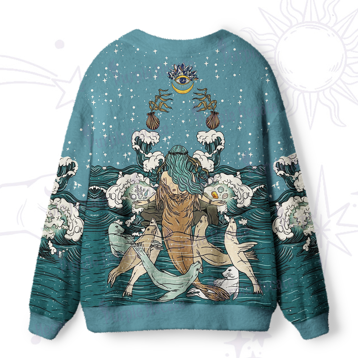 Purplehecate Ocean Goddess Vision Ugly Cardigan Sweaters