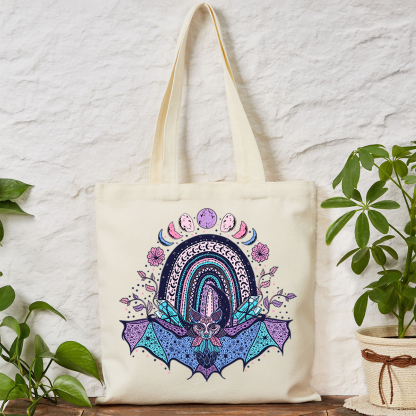 Purplehecate Moon Phase Bat Tote Bag