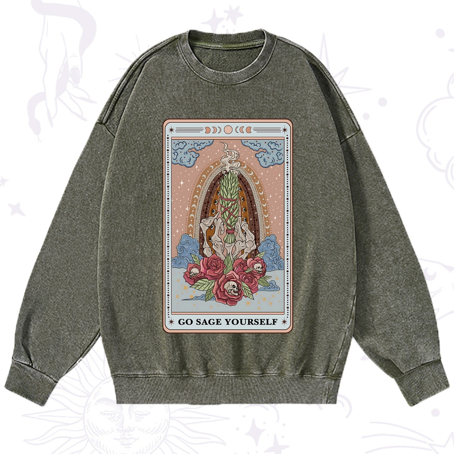 Purplehecate The Go Sage Yourself Tarot Washed Sweatshirt