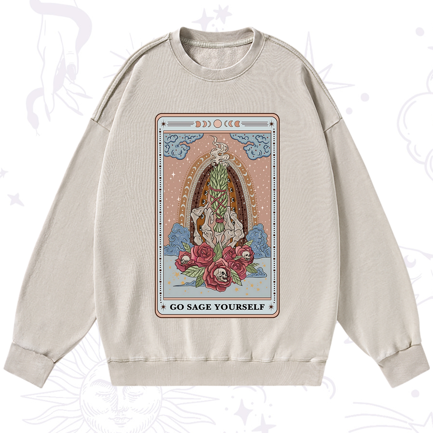 Purplehecate The Go Sage Yourself Tarot Washed Sweatshirt