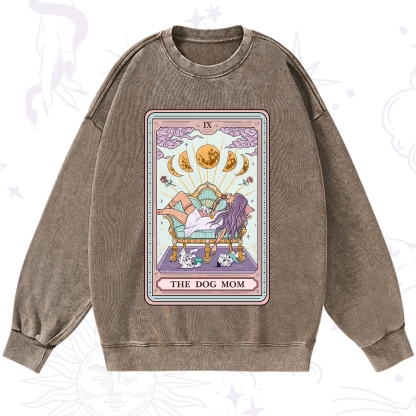 Purplehecate The Dog Mom Tarot Card Washed Sweatshirt