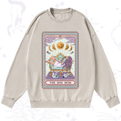Purplehecate The Dog Mom Tarot Card Washed Sweatshirt