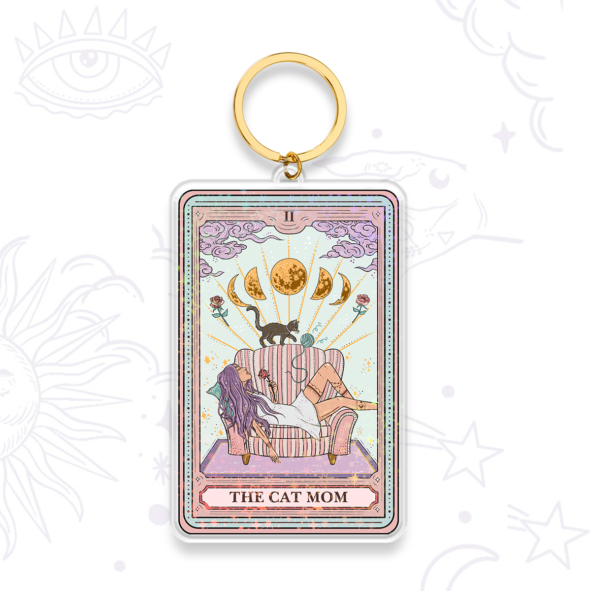 Magic Purplehecate The Cat Mom Tarot Keychain