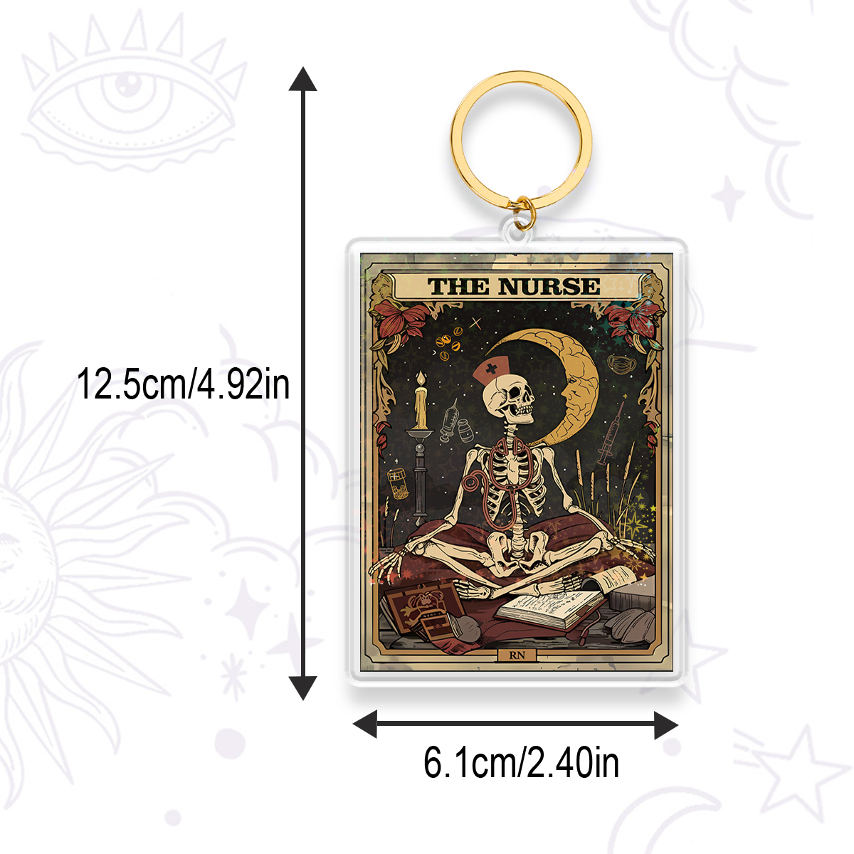 Purplehecate The Nurse Tarot Card Keychain