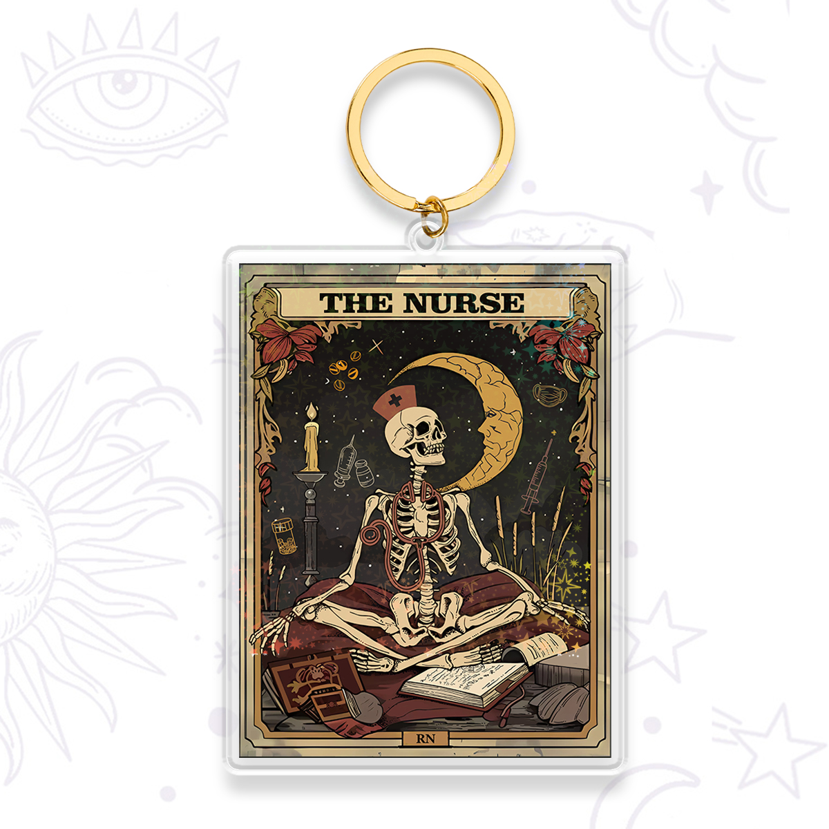 Purplehecate The Nurse Tarot Card Keychain