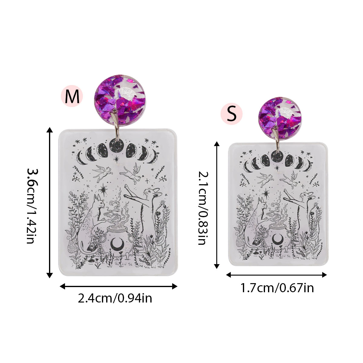 Purplehecate Celestial Cat Acrylic Earrings