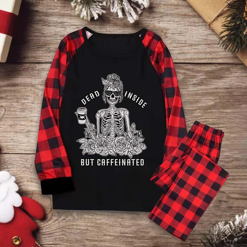 Purplehecate Dead Inside But Caffeinated Christmas Pajamas