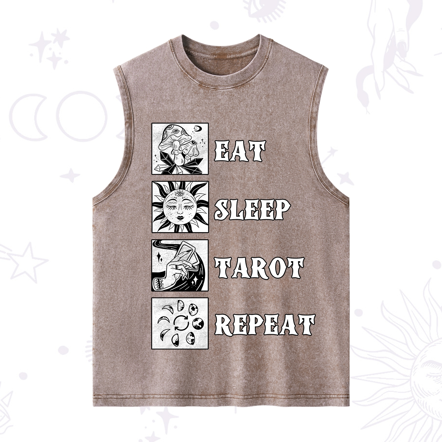 Purplehecate Eat Sleep Tarot Repeat Washed Tank