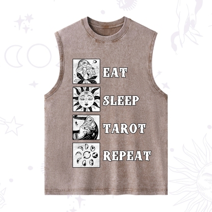 Purplehecate Eat Sleep Tarot Repeat Washed Tank