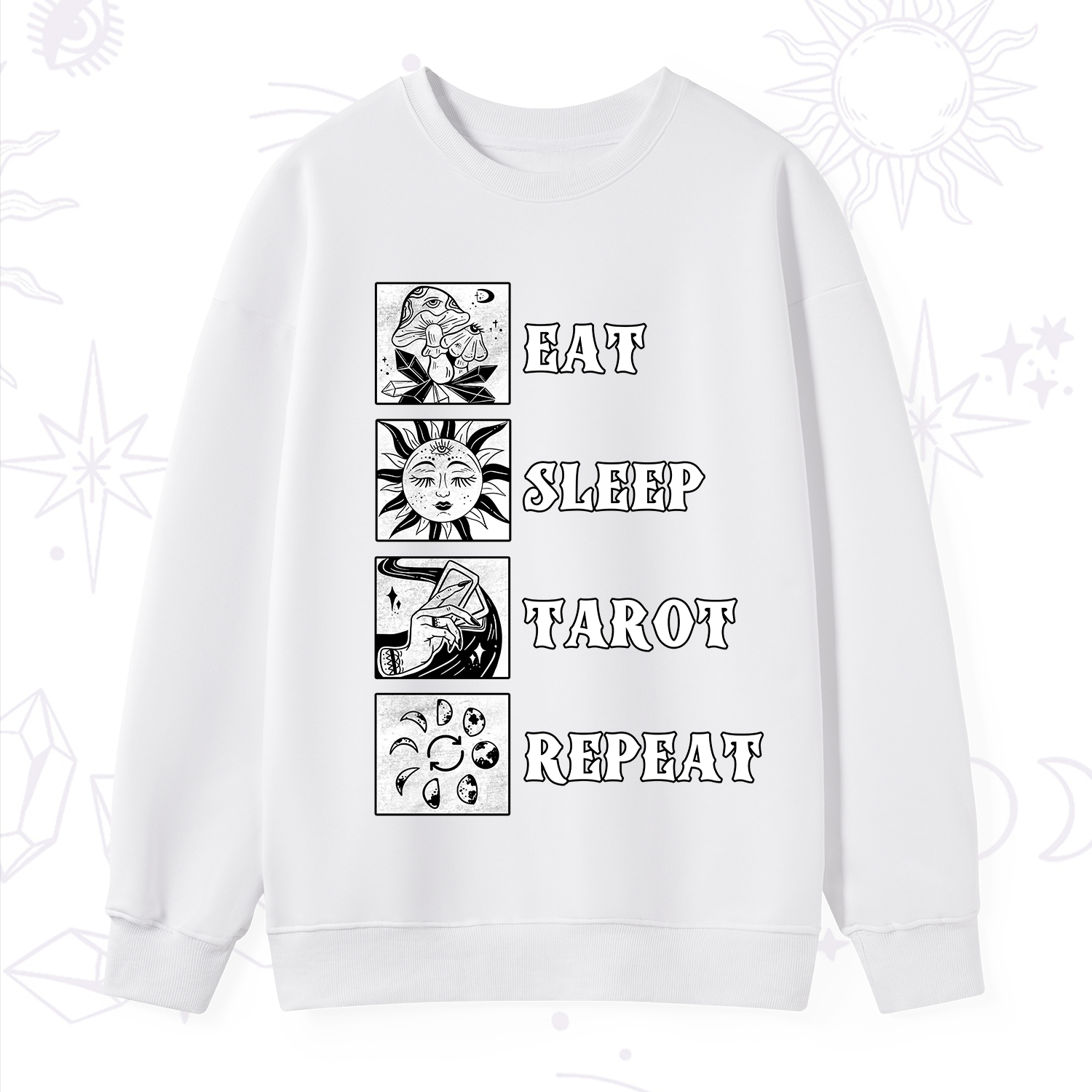 Purplehecate Eat Sleep Tarot Repeat Sweatshirt