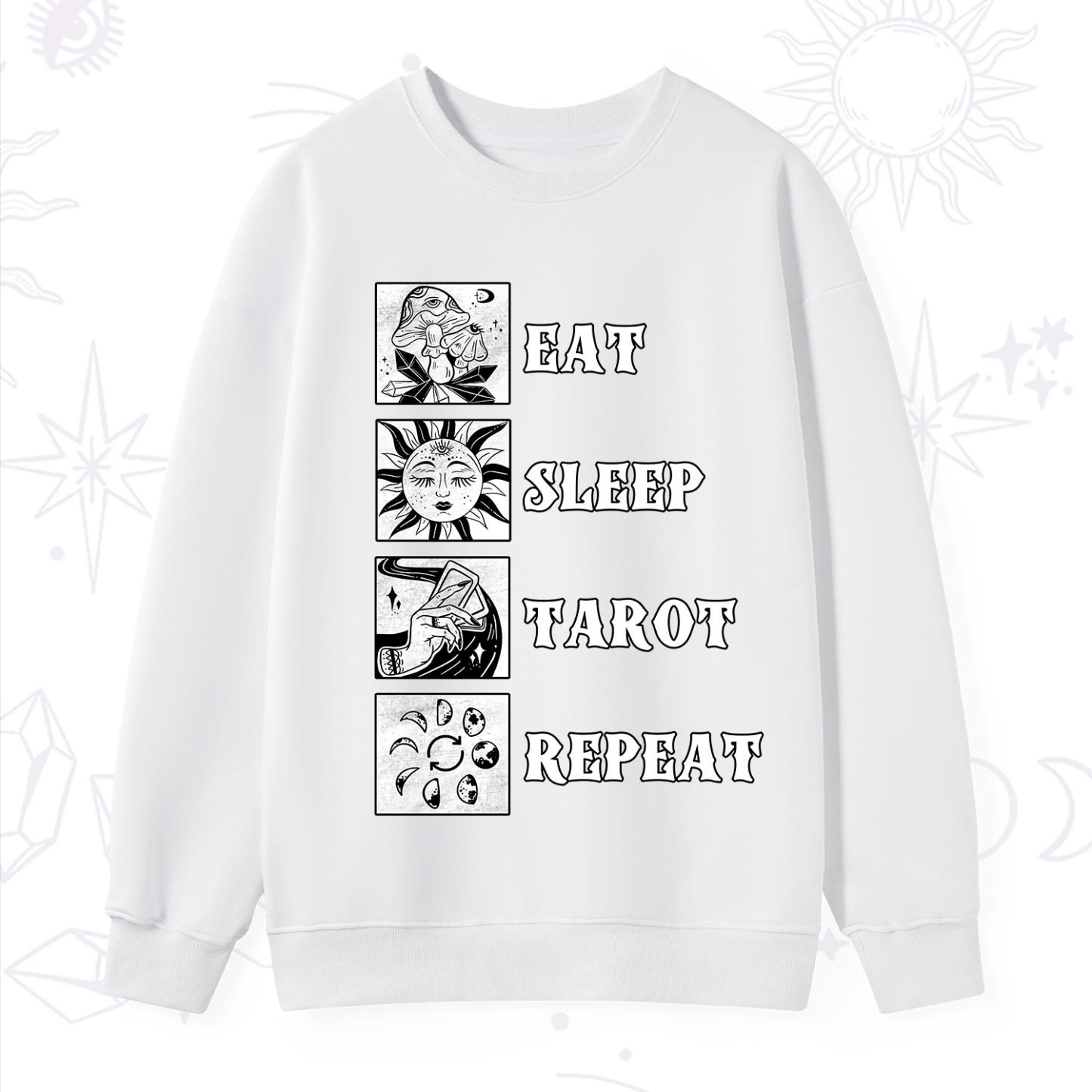 Purplehecate Eat Sleep Tarot Repeat Sweatshirt