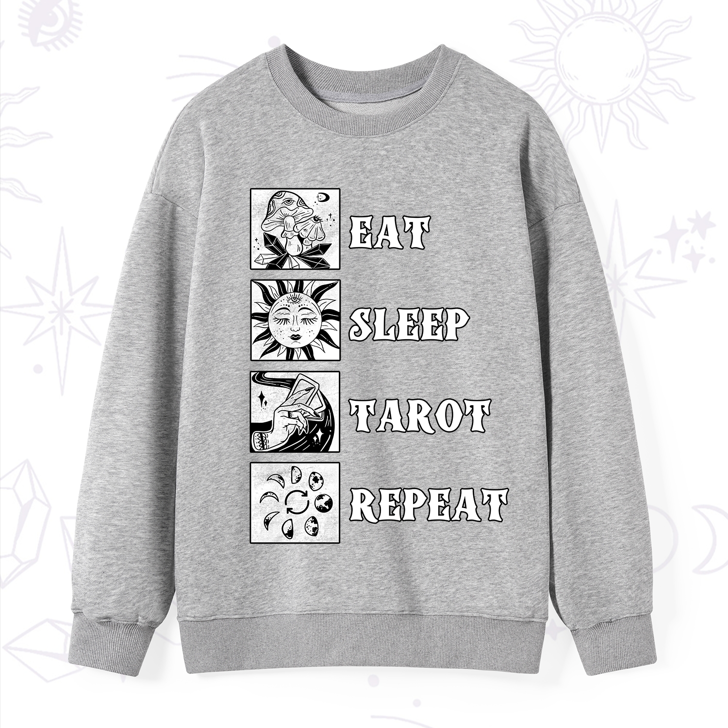 Purplehecate Eat Sleep Tarot Repeat Sweatshirt