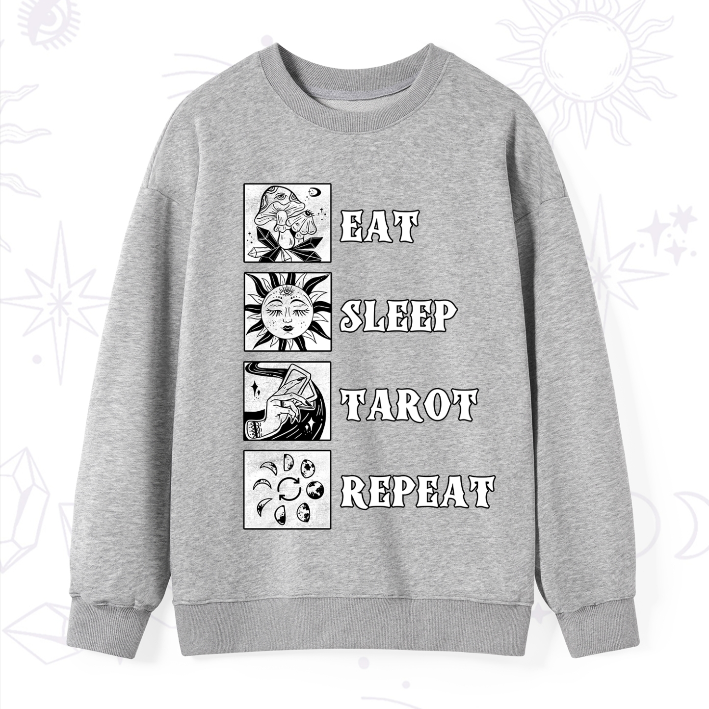 Purplehecate Eat Sleep Tarot Repeat Sweatshirt