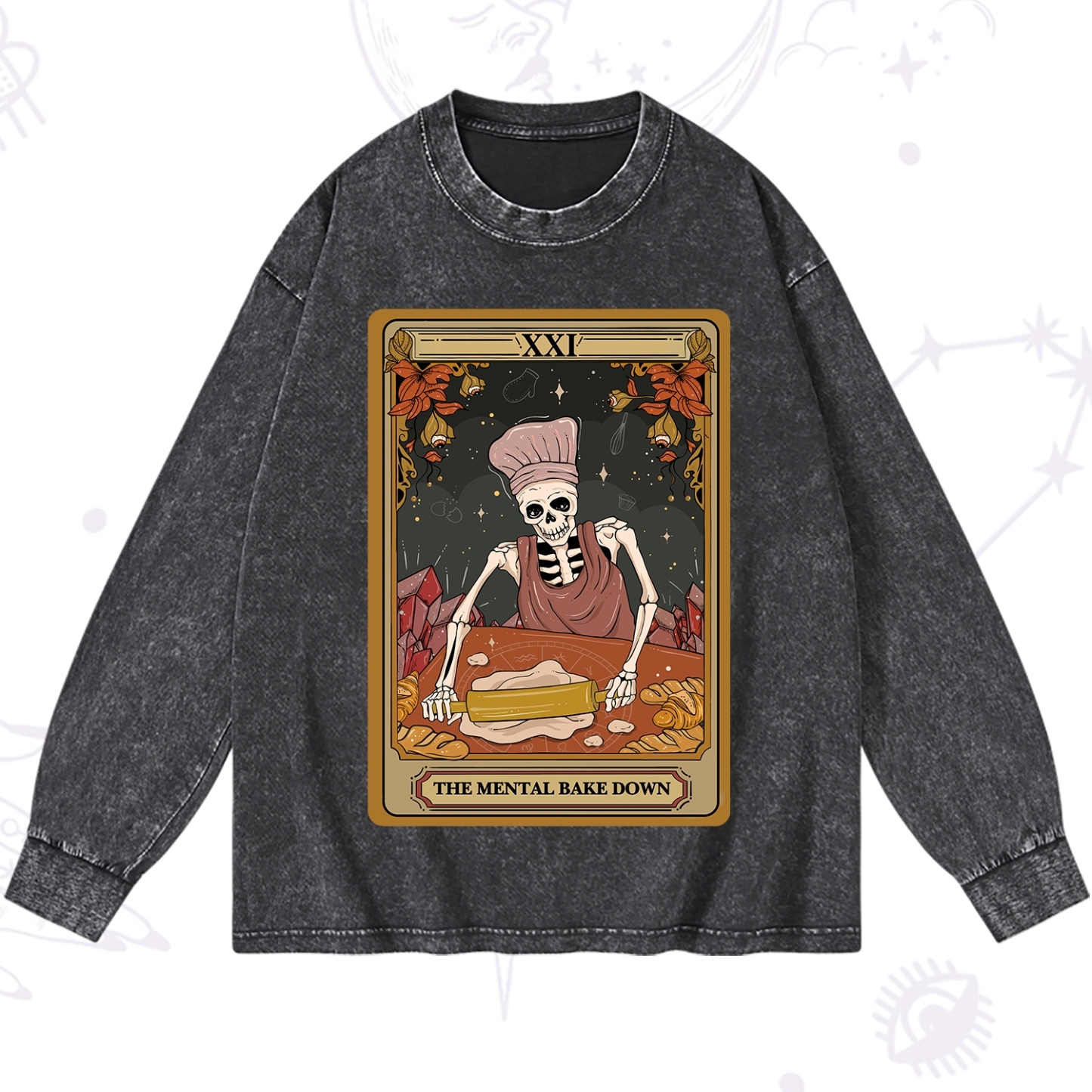 Purplehecate The Mental Bake Down Tarot Washed Long Sleeve Shirt