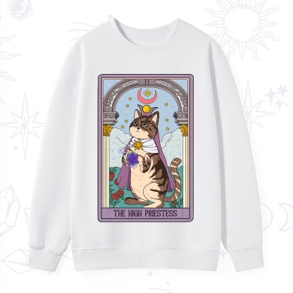 Purplehecate The High Priestess Cat Tarot Sweatshirt