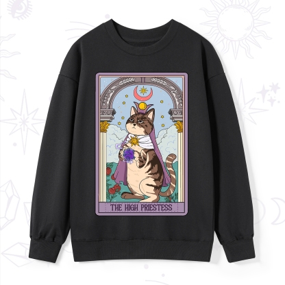 Purplehecate The High Priestess Cat Tarot Sweatshirt