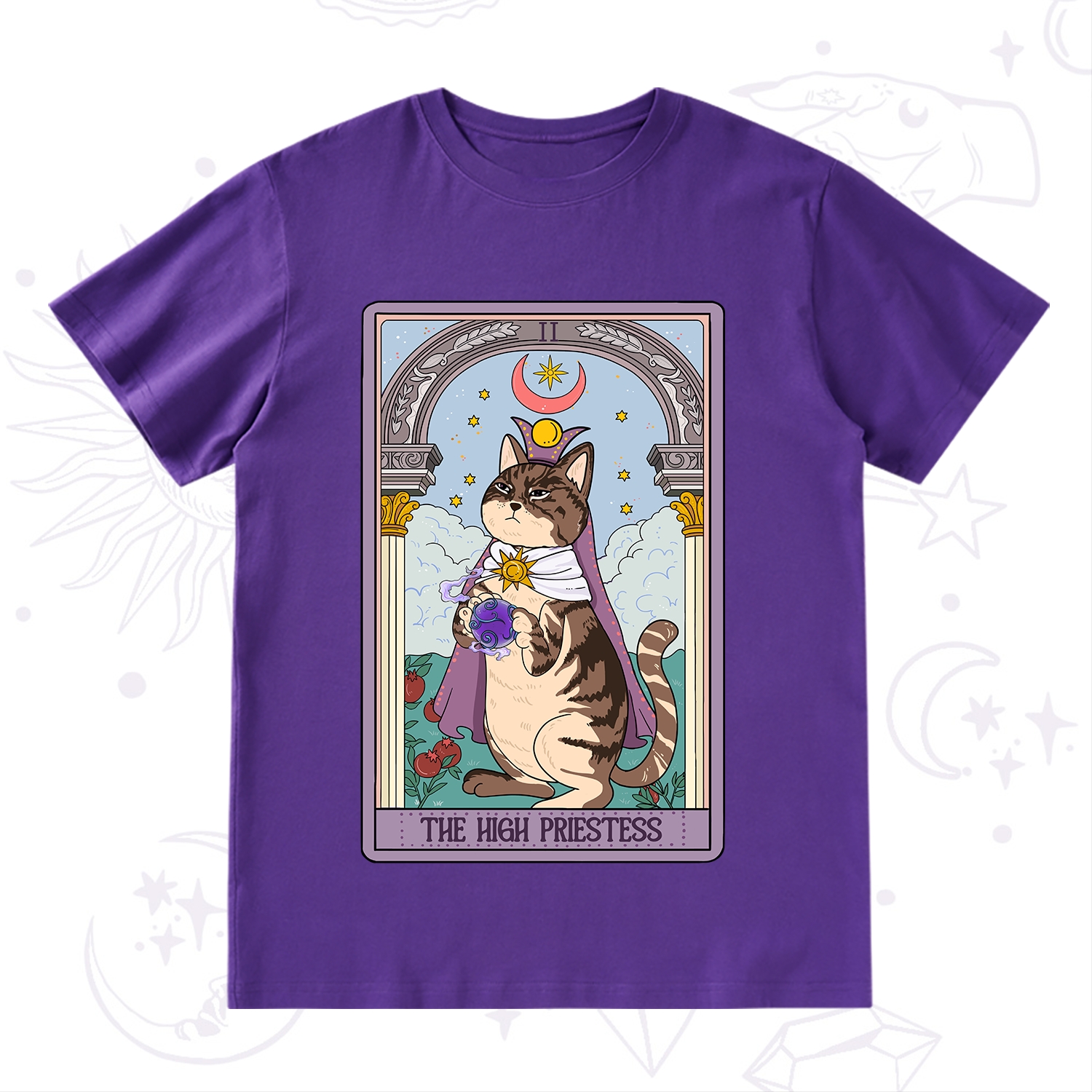 Purplehecate The High Priestess Cat Tarot T-Shirt