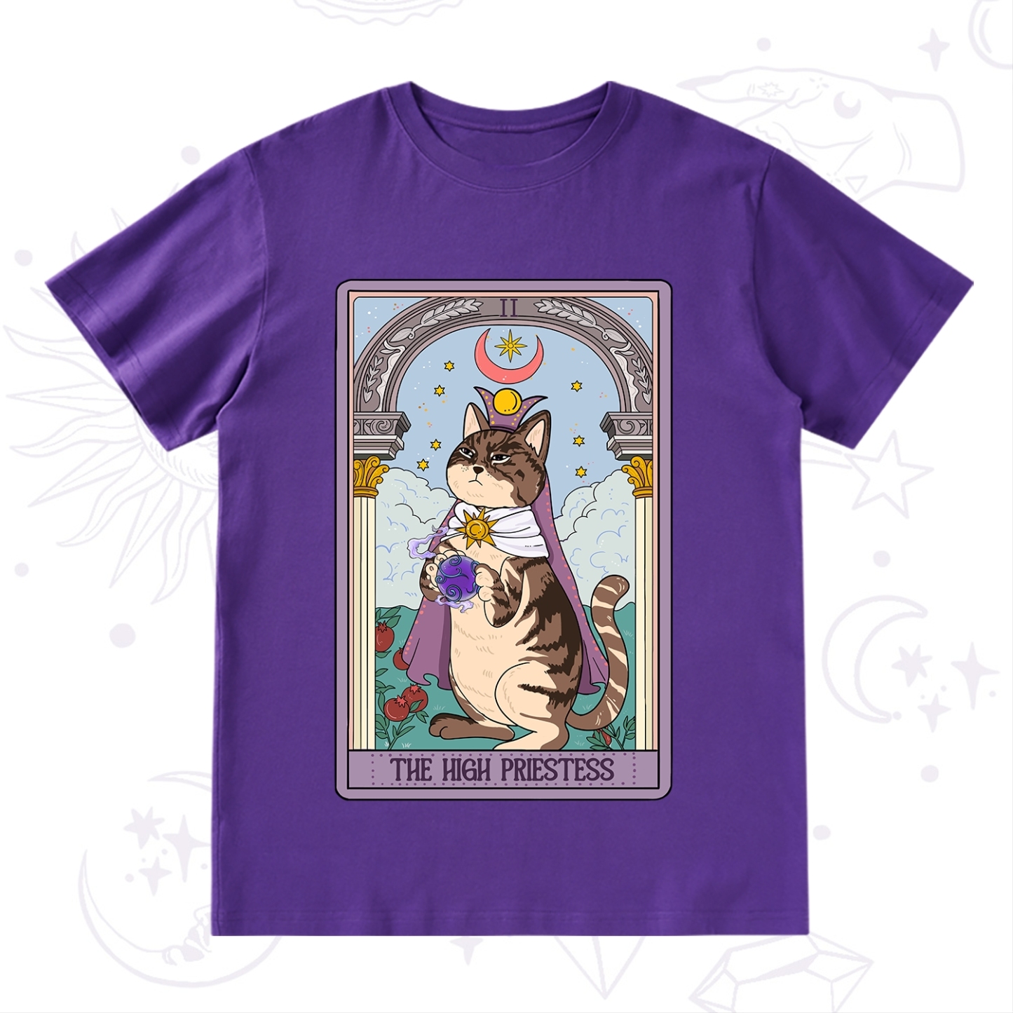 Purplehecate The High Priestess Cat Tarot T-Shirt