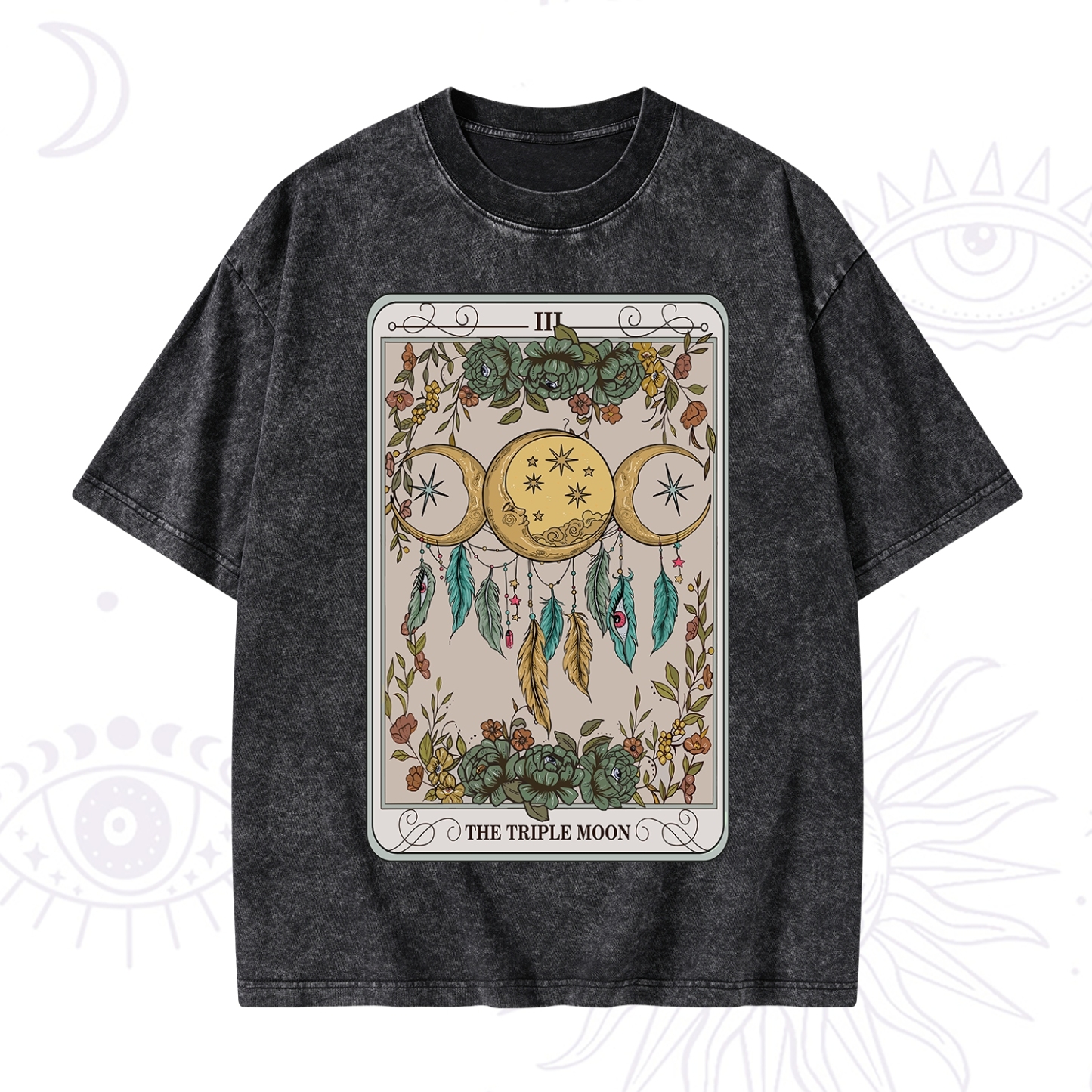 Purplehecate The Triple Moon Tarot Card Washed T-Shirt