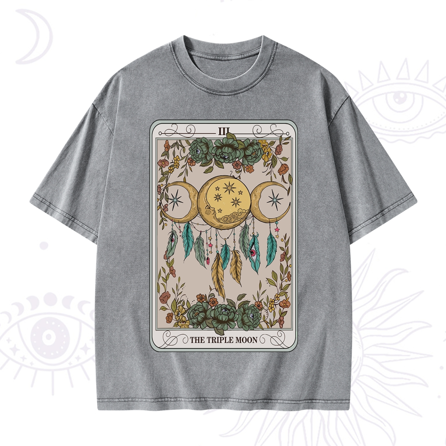 Purplehecate The Triple Moon Tarot Card Washed T-Shirt