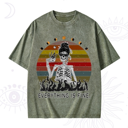 Purplehecate Everything Is Fine Skeleton Washed T-Shirt