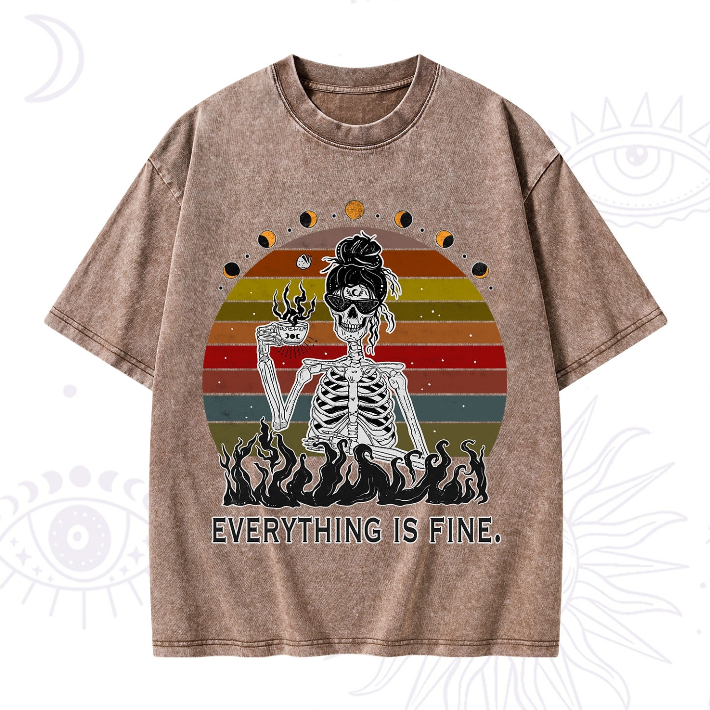 Purplehecate Everything Is Fine Skeleton Washed T-Shirt