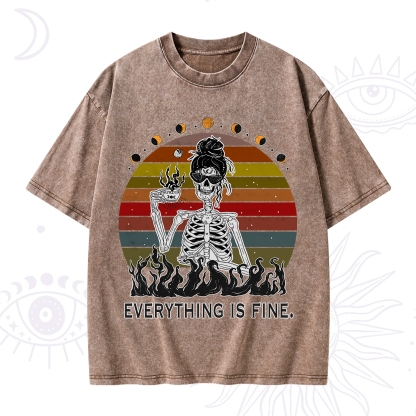 Purplehecate Everything Is Fine Skeleton Washed T-Shirt