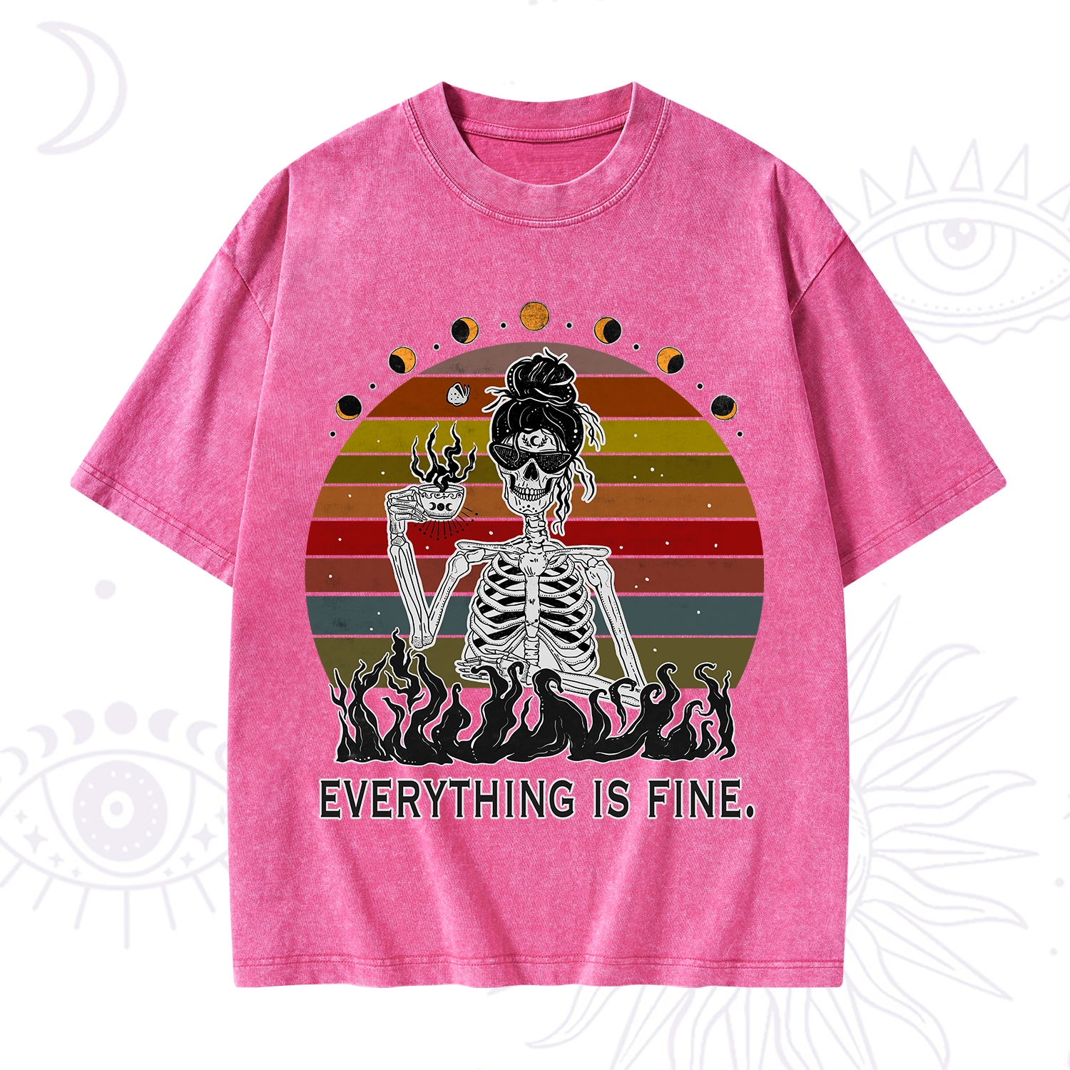Purplehecate Everything Is Fine Skeleton Washed T-Shirt