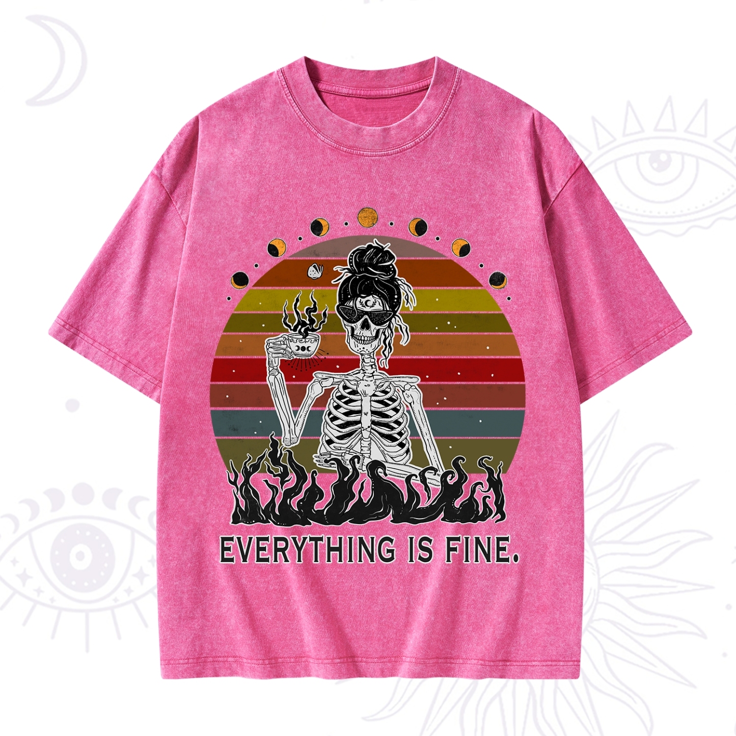 Purplehecate Everything Is Fine Skeleton Washed T-Shirt
